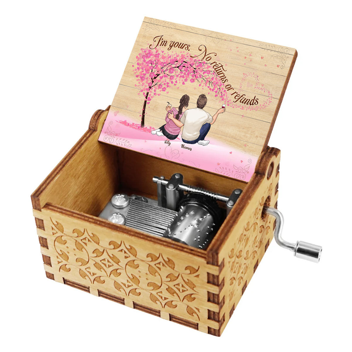 Je suis à toi - Boîte à musique à manivelle personnalisée pour couple