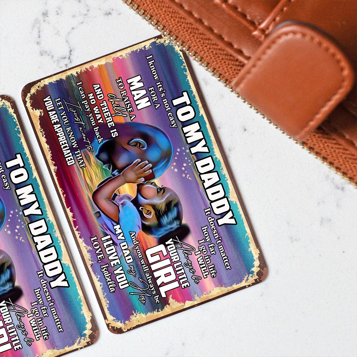 À mon papa - Carte personnalisée pour portefeuille afro-américaine