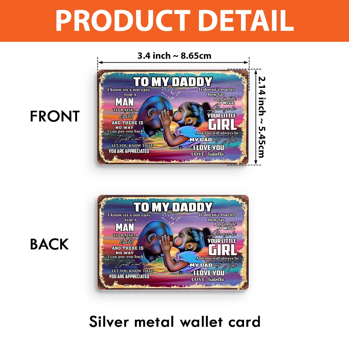 À mon papa - Carte personnalisée pour portefeuille afro-américaine