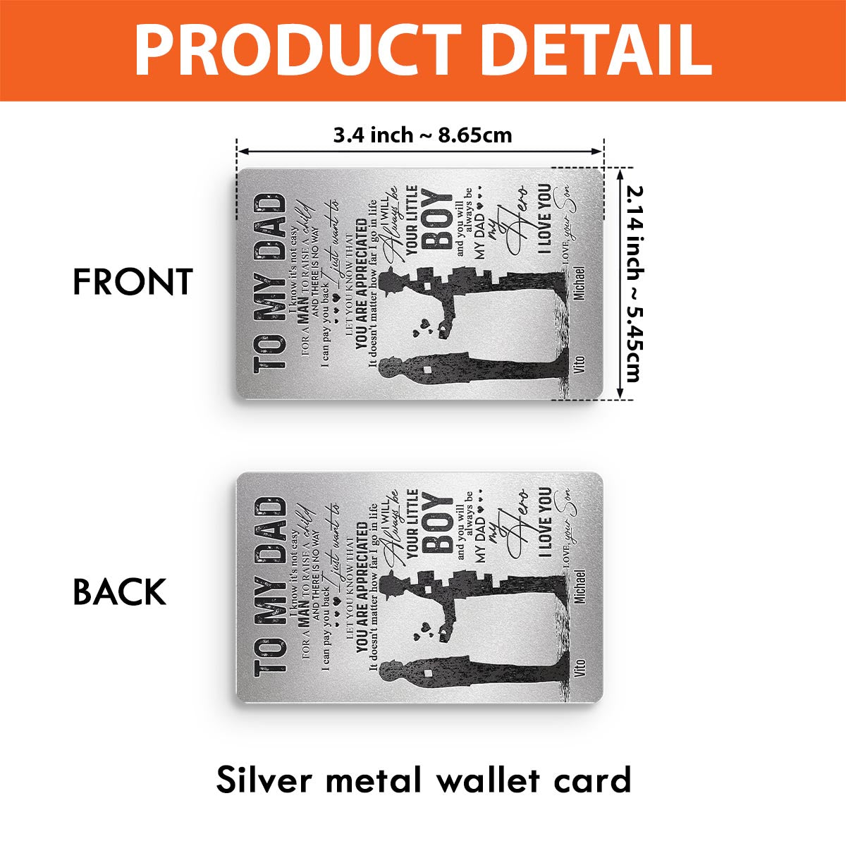 À mon papa - Carte personnalisée à insérer dans le portefeuille.