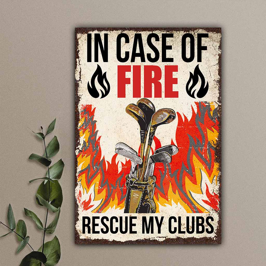 En cas d'incendie - Panneau métallique rectangulaire de golf
