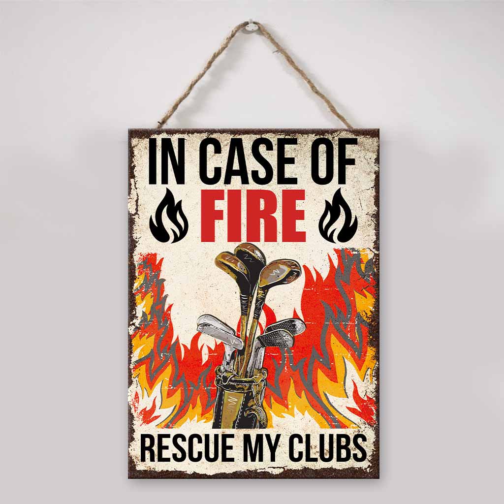 En cas d'incendie - Panneau métallique rectangulaire de golf