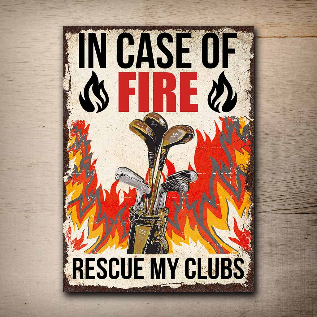 En cas d'incendie - Panneau métallique rectangulaire de golf