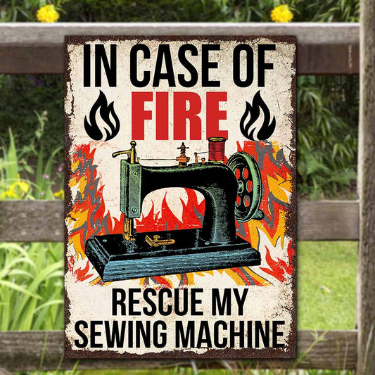 In Case Of Fire Rescue - Sewing Rectangle Metal Sign
