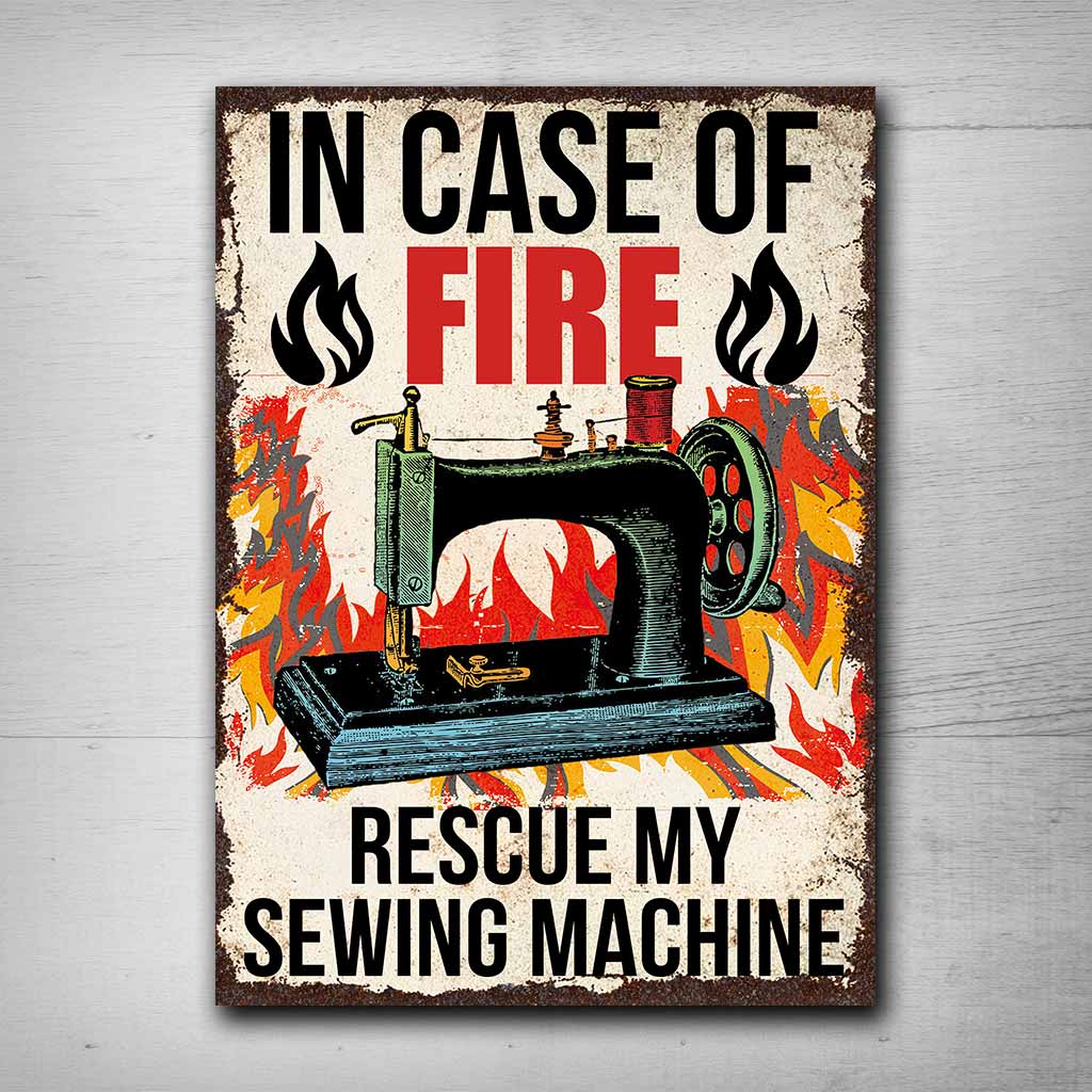 En cas d'incendie - Panneau métallique rectangulaire de couture