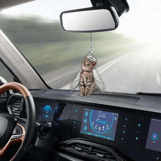Ornement de voiture Ange - Chat (Imprimé des deux côtés)