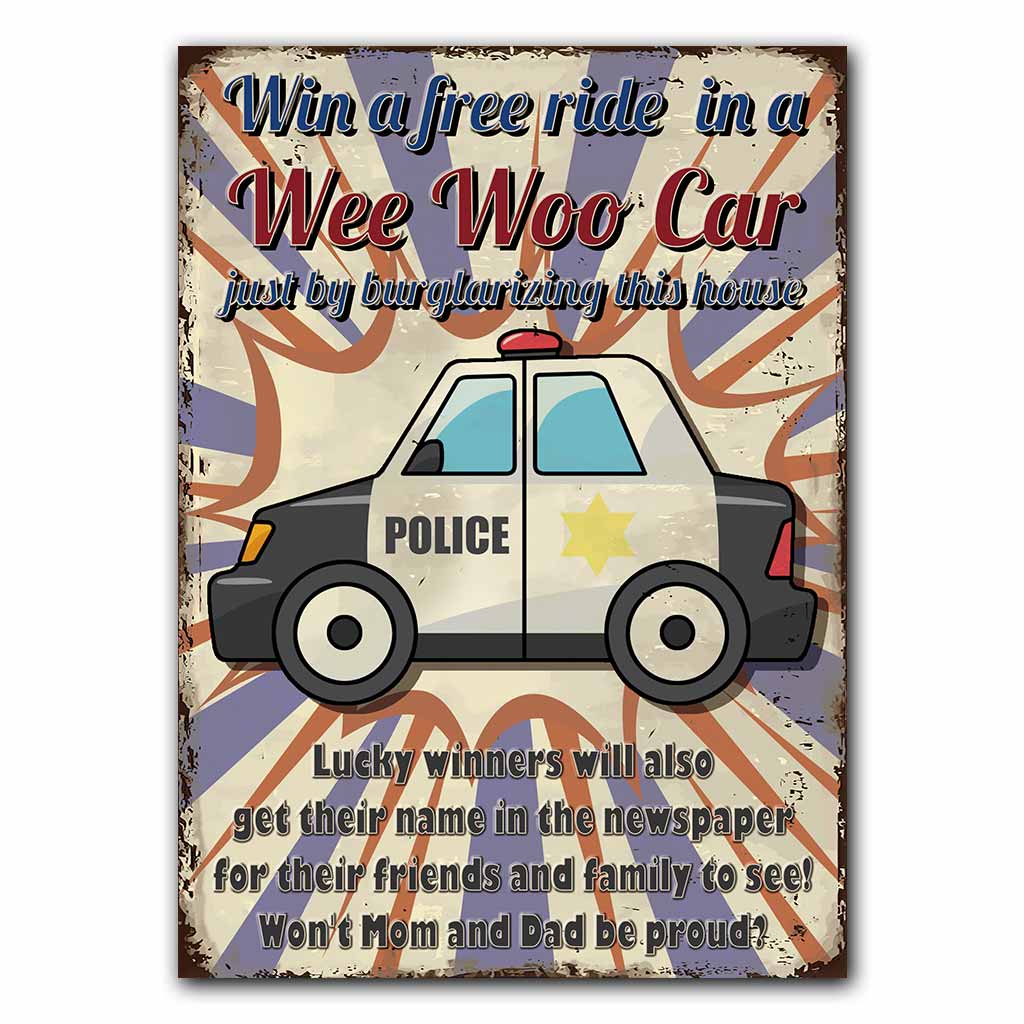 Gagnez un trajet gratuit - Panneau métallique rectangulaire de police