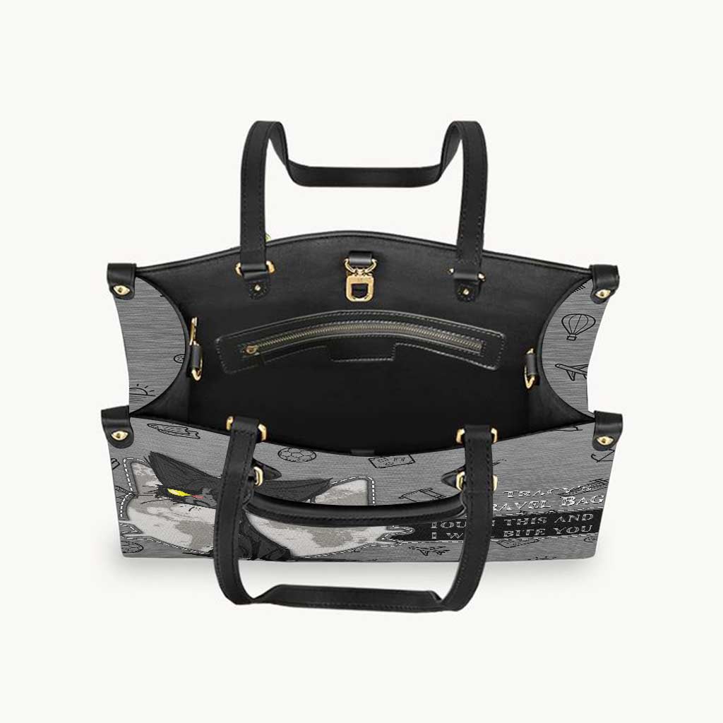 Touchez-moi et je vous mords - Sac à main de voyage en cuir personnalisé