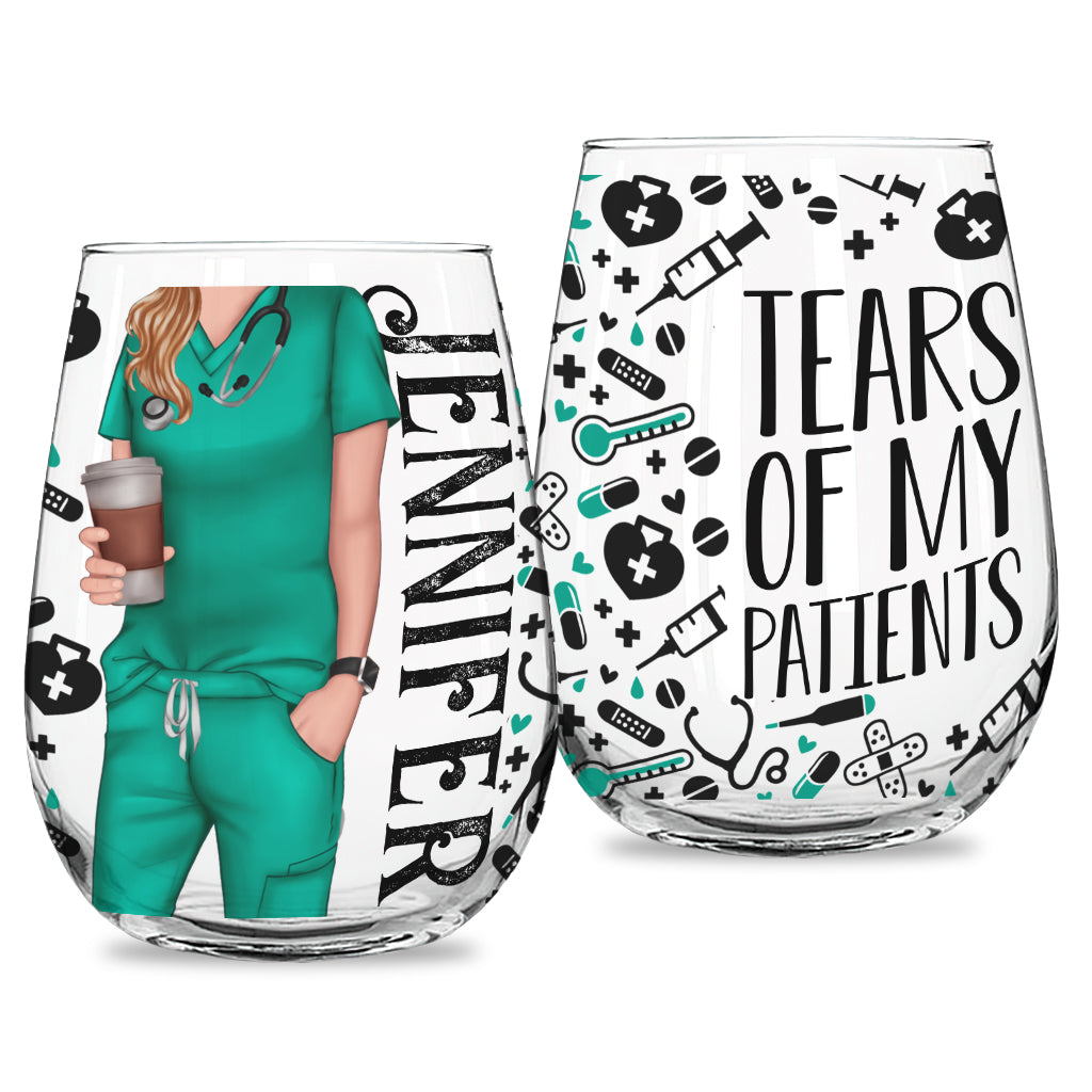 Larmes de mes patients - Verre à vin personnalisé par une infirmière