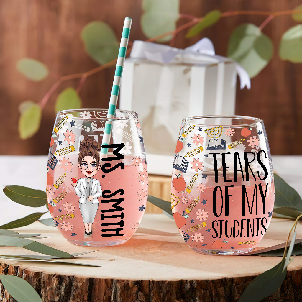 Larmes de mes élèves - Un verre à vin personnalisé par un professeur