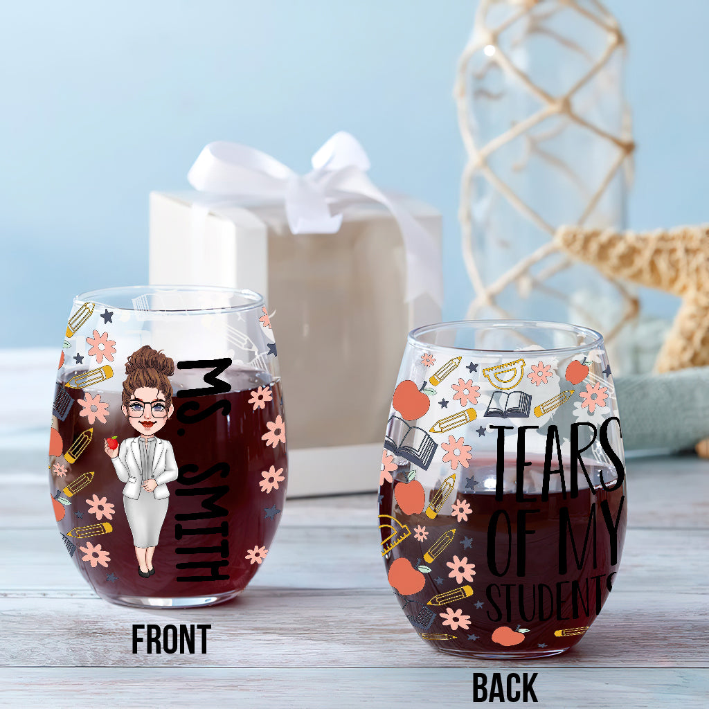 Larmes de mes élèves - Un verre à vin personnalisé par un professeur