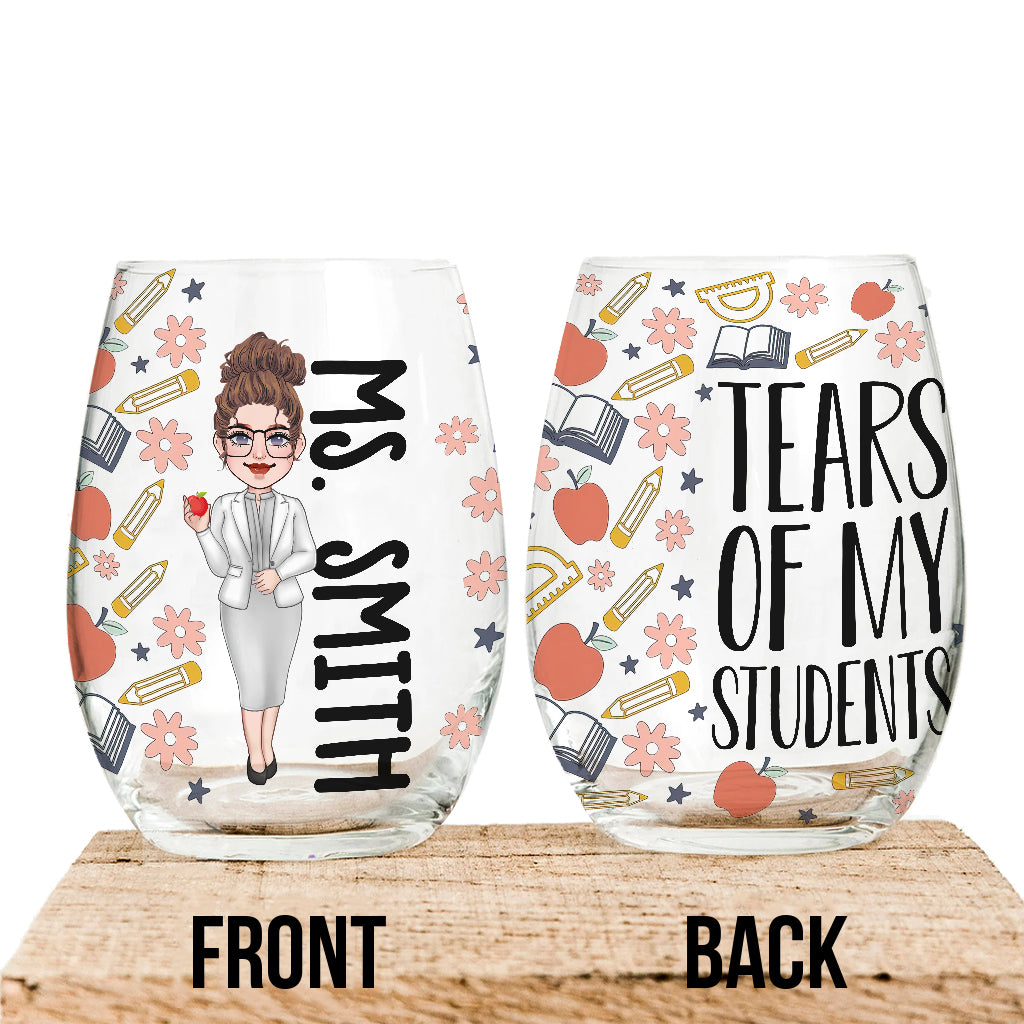 Larmes de mes élèves - Un verre à vin personnalisé par un professeur
