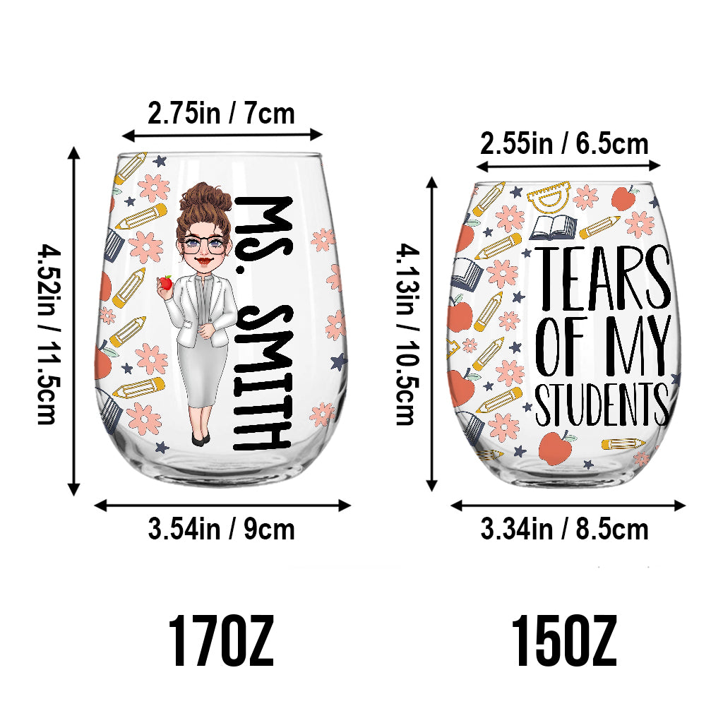 Larmes de mes élèves - Un verre à vin personnalisé par un professeur