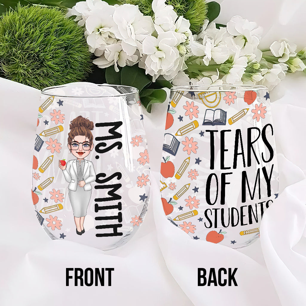 Larmes de mes élèves - Un verre à vin personnalisé par un professeur