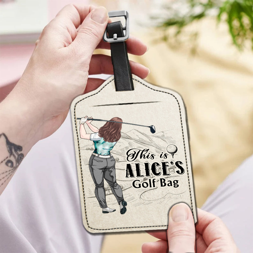 Mes clubs de golf - Étiquette à bagages personnalisée en cuir de golf