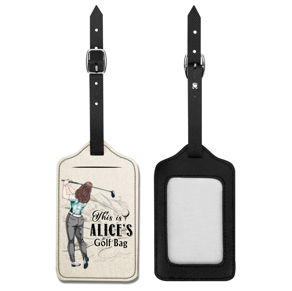 Mes clubs de golf - Étiquette à bagages personnalisée en cuir de golf