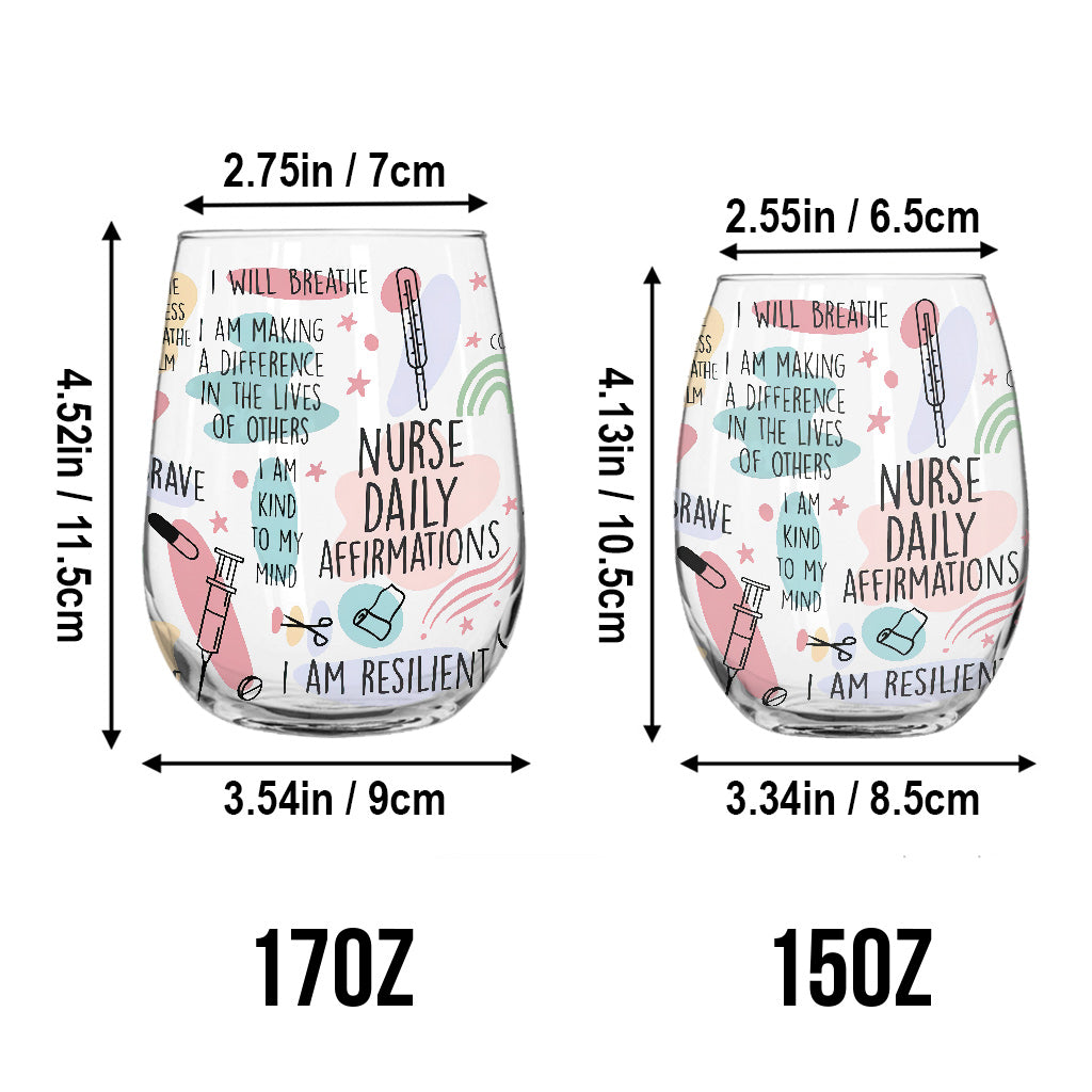 Affirmation quotidienne pour infirmière - Verre à vin personnalisé avec une infirmière