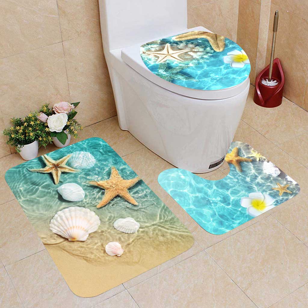 Ensemble de 3 tapis de bain « Amoureux de la plage et de la mer »