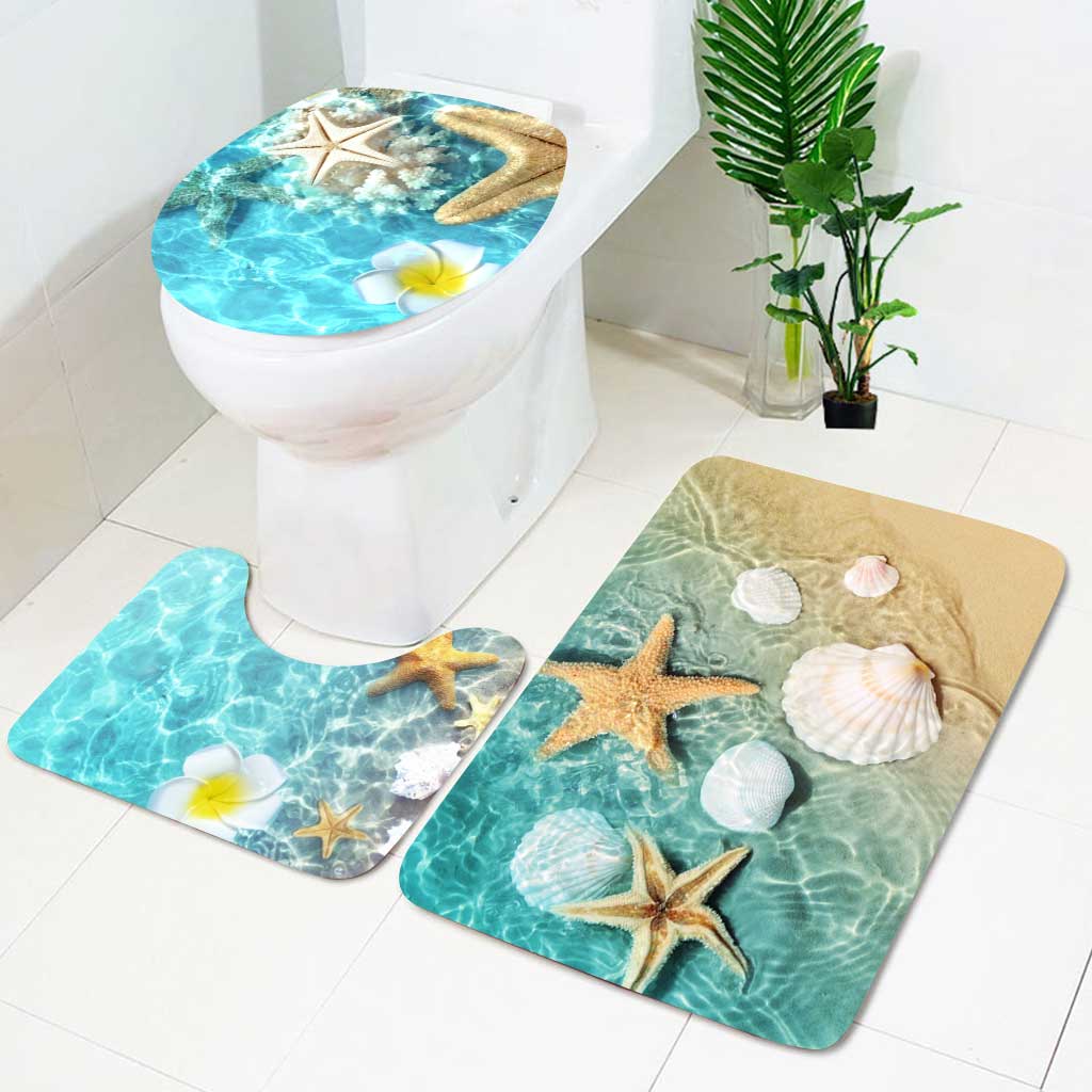 Ensemble de 3 tapis de bain « Amoureux de la plage et de la mer »
