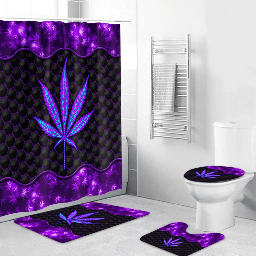 Ensemble rideau et tapis de bain Magic Leaf - Motif cannabis personnalisé