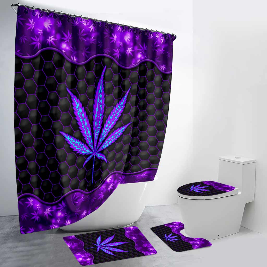 Ensemble rideau et tapis de bain Magic Leaf - Motif cannabis personnalisé