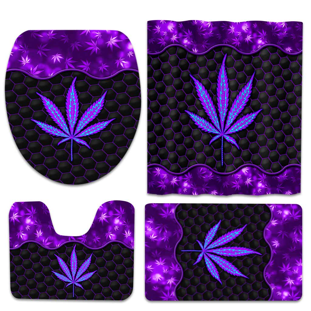 Ensemble rideau et tapis de bain Magic Leaf - Motif cannabis personnalisé