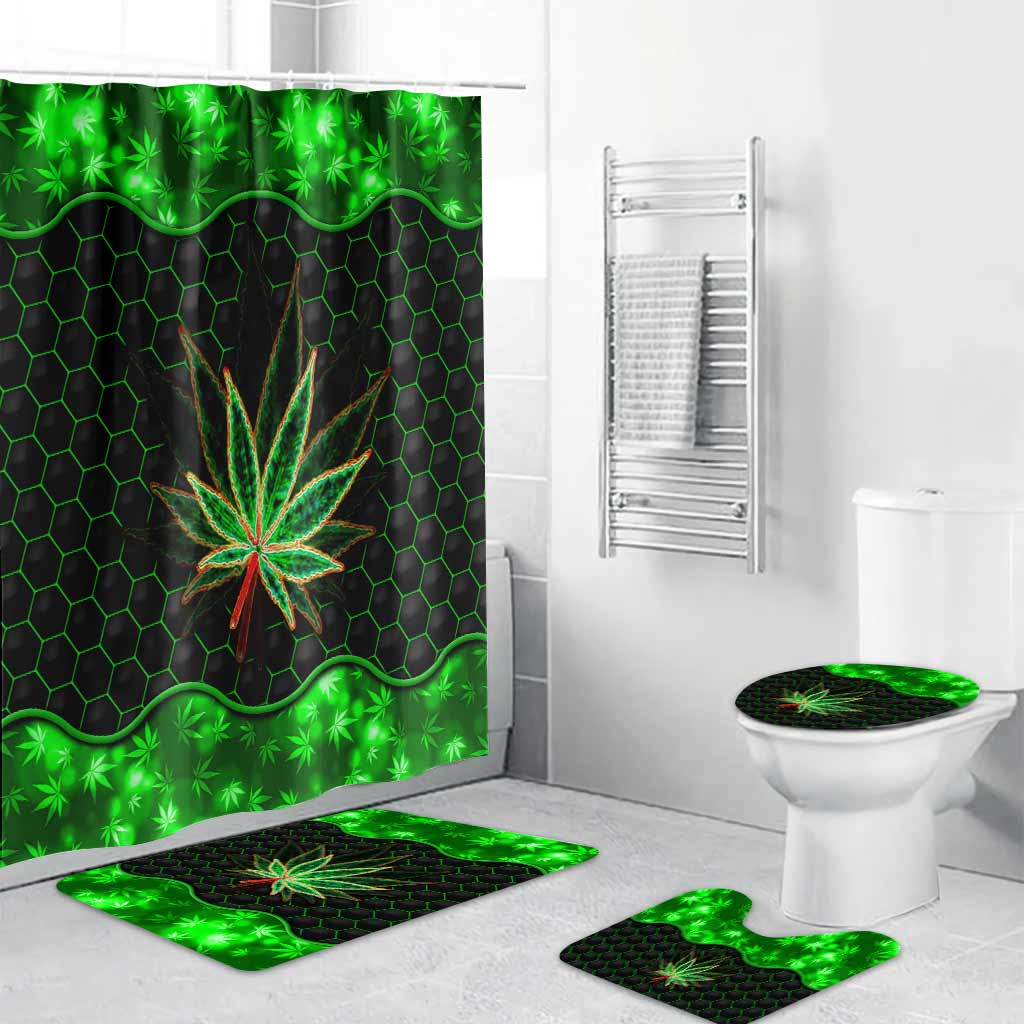 Ensemble rideau et tapis de bain Magic Leaf - Motif cannabis personnalisé