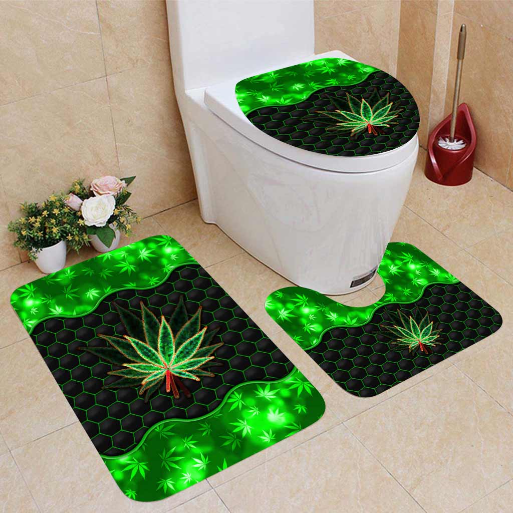 Ensemble rideau et tapis de bain Magic Leaf - Motif cannabis personnalisé