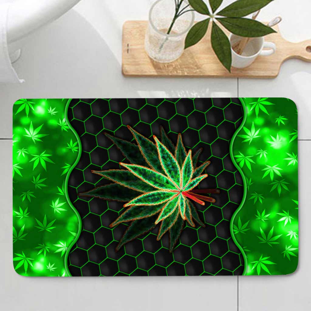 Ensemble rideau et tapis de bain Magic Leaf - Motif cannabis personnalisé