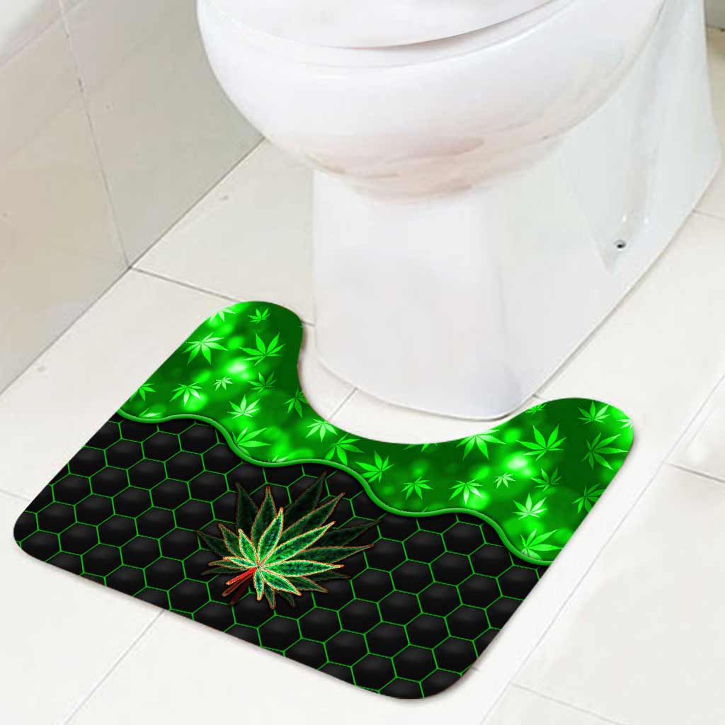 Ensemble rideau et tapis de bain Magic Leaf - Motif cannabis personnalisé