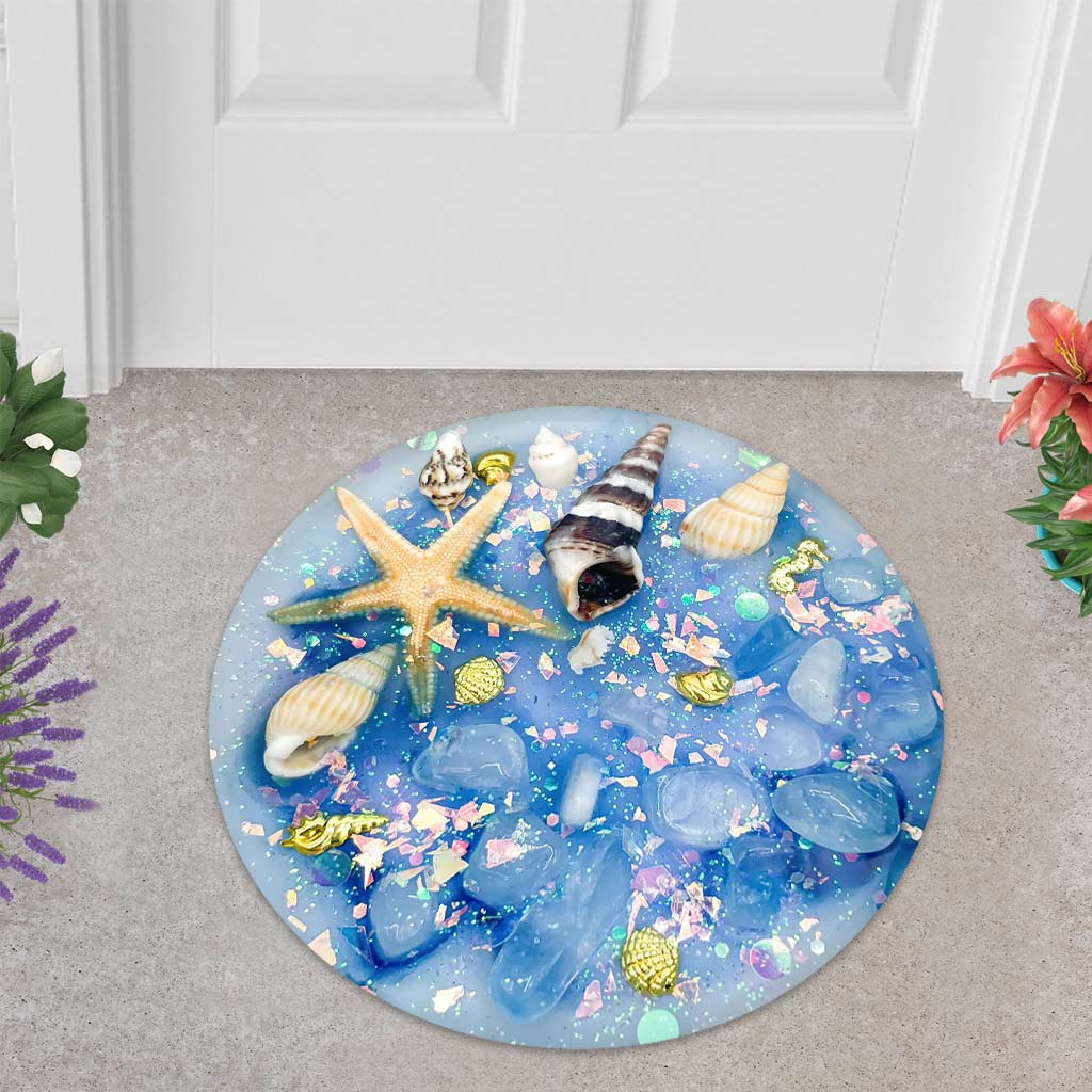 Paillasson « Âme de plage » en forme de mer avec motif imprimé en 3D
