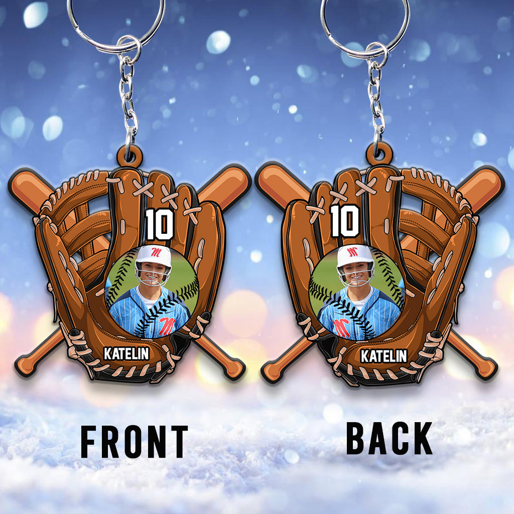 Play Like A Girl Try To Keep Up - Personalized Softball Keychain