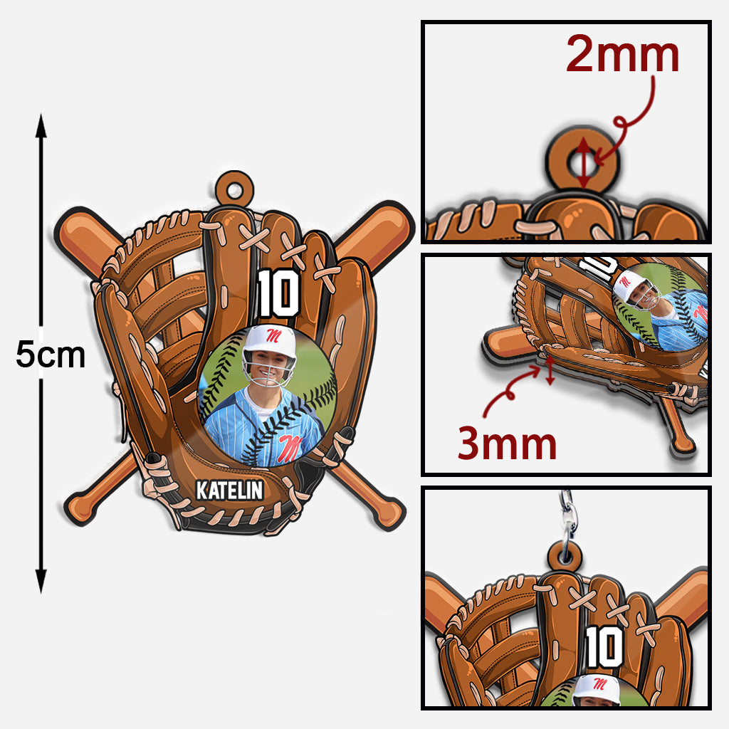 Play Like A Girl Try To Keep Up - Personalized Softball Keychain