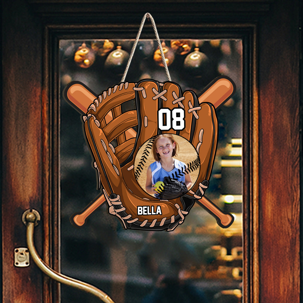 Gift For Grand Kid For Baseball Softball Kids - Personalized Softball Wood Sign