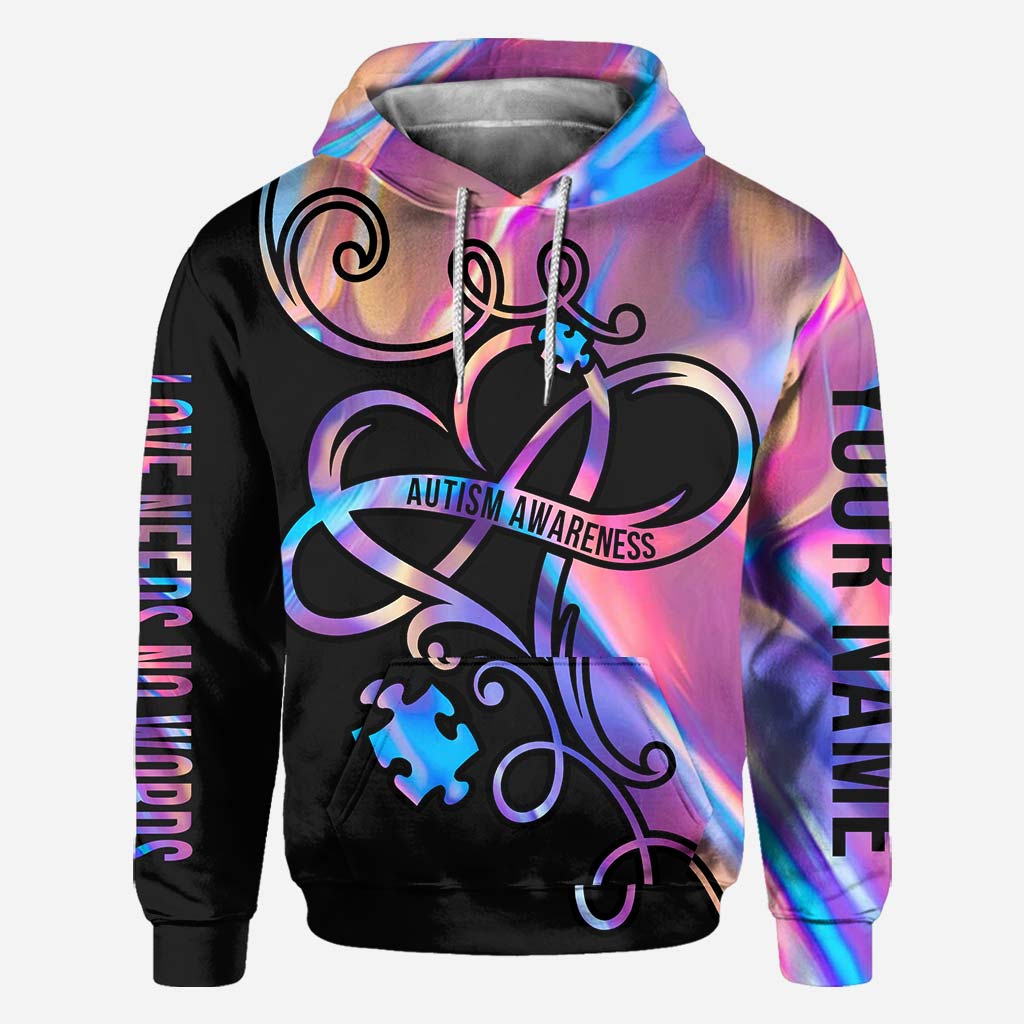 Love Needs No Words - Autism Awareness Personalized All Over T-shirt and Hoodie