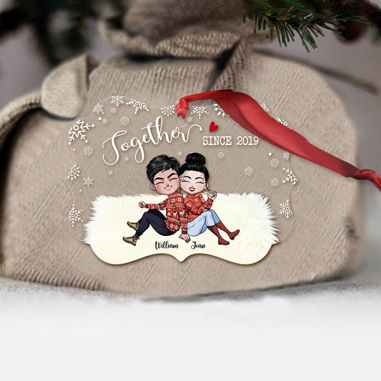 Together Since - Personalized Christmas Couple Transparent Ornament