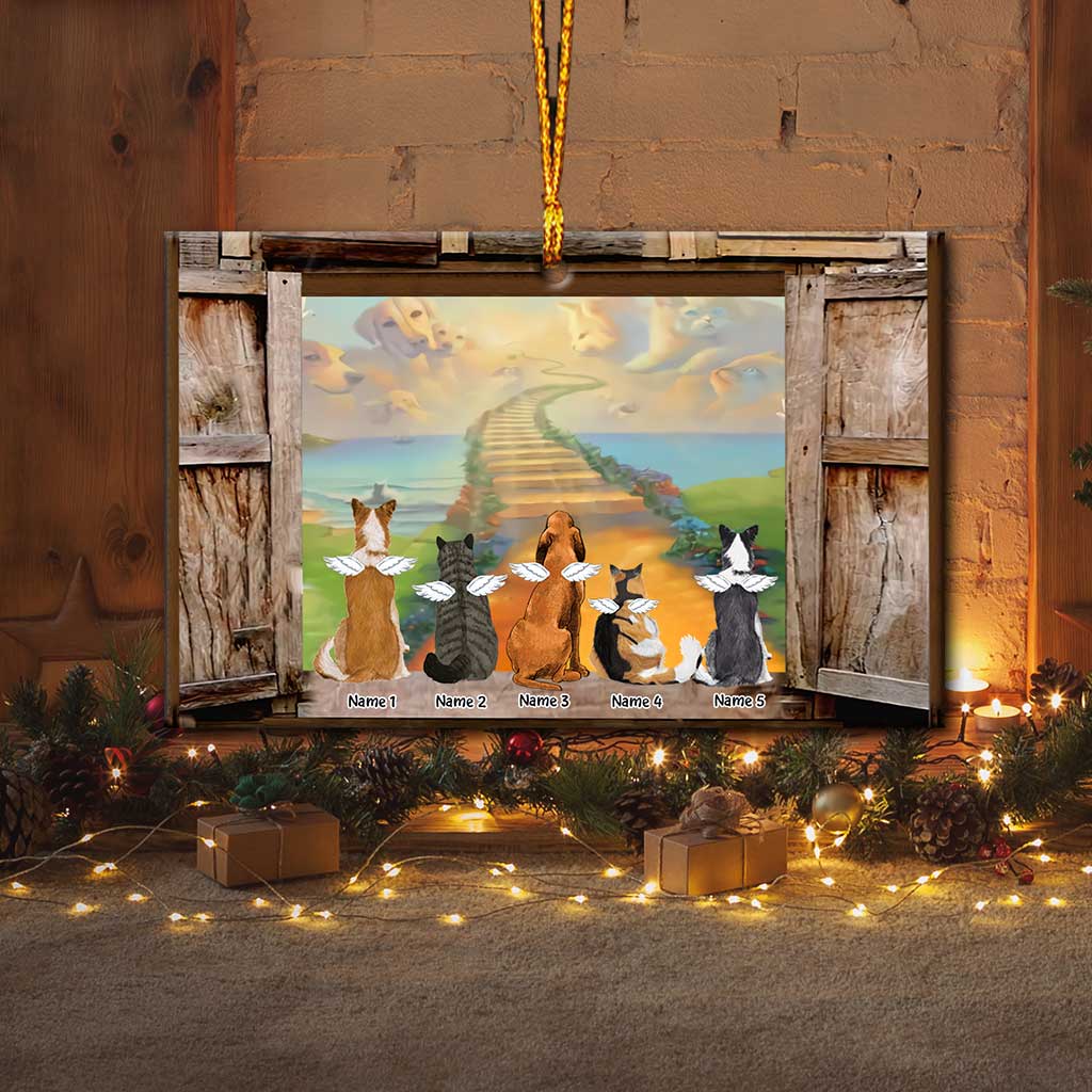 Rainbow Bridge In My Heart - Personalized Christmas Dog Ornament (Printed On Both Sides)