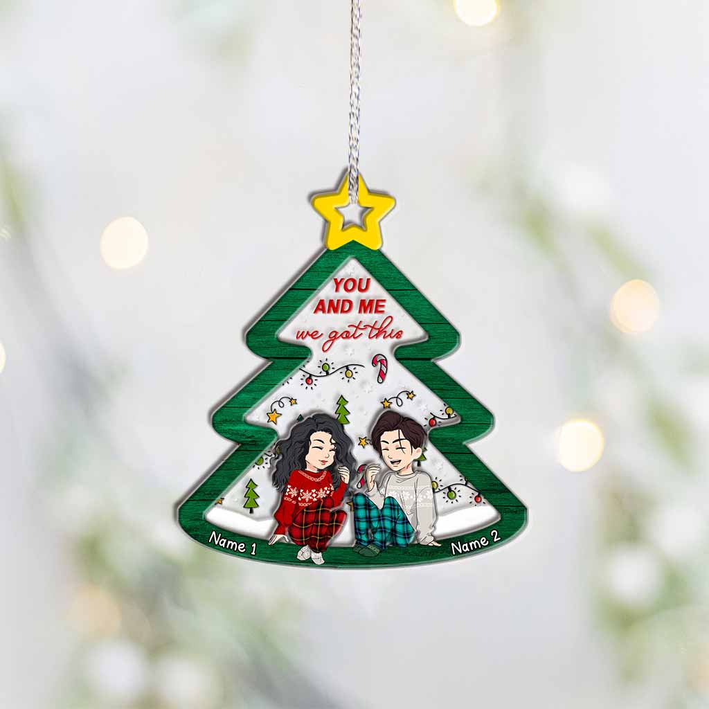 C'est la saison pour vous aimer - Ornement de Noël personnalisé pour couple, à plusieurs niveaux