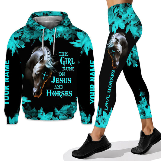 Cette fille vit pour Jésus et les chevaux - Sweat à capuche et legging personnalisés