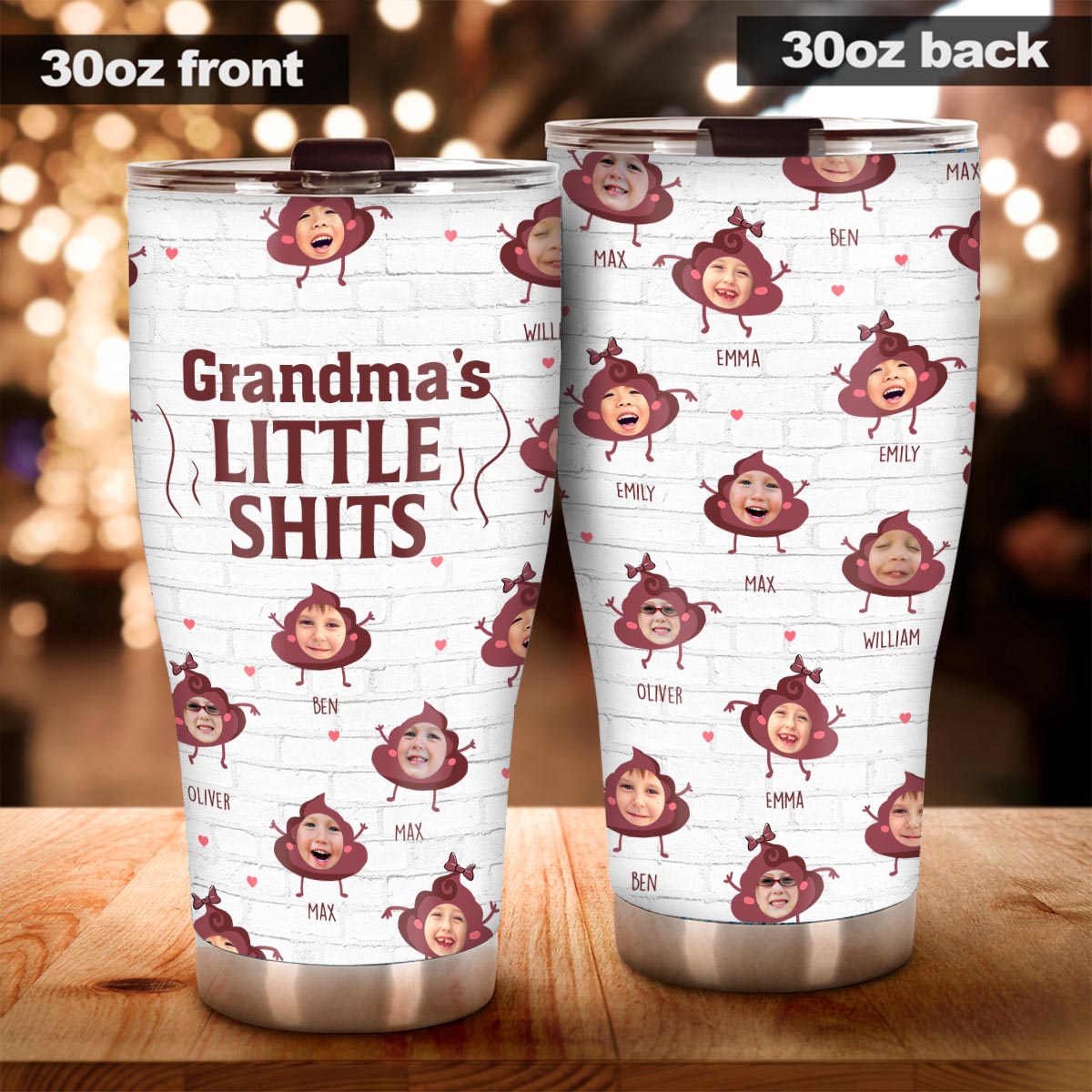 « Papa Petits cons » - Cadeau pour papa, grand-mère, grand-père, maman, oncle, tante, frère, sœur - Gobelet isotherme personnalisé