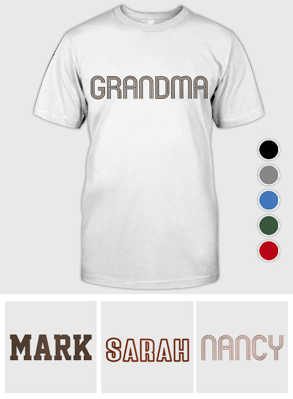T-shirt brodé personnalisé avec nom pour grand-mère