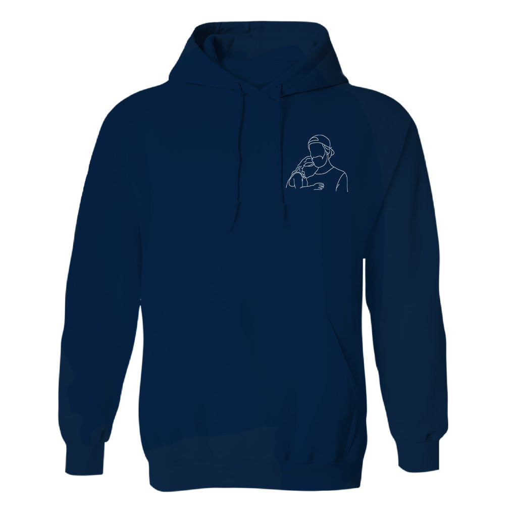 Sweat à capuche brodé personnalisé pour papa - Illustration au trait - Sweat à capuche brodé personnalisé