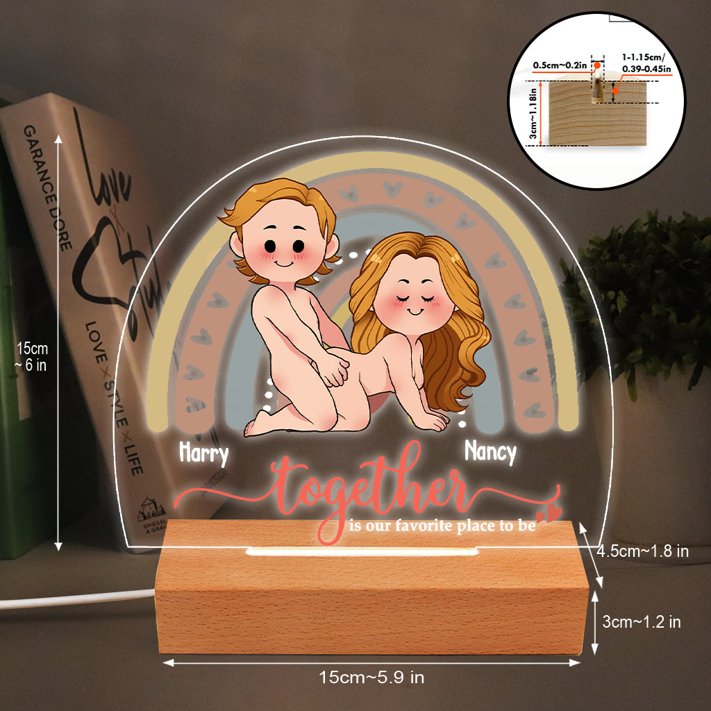 Together Is Our Favorite Place To Be - Personalized Couple Shaped Plaque Light Base