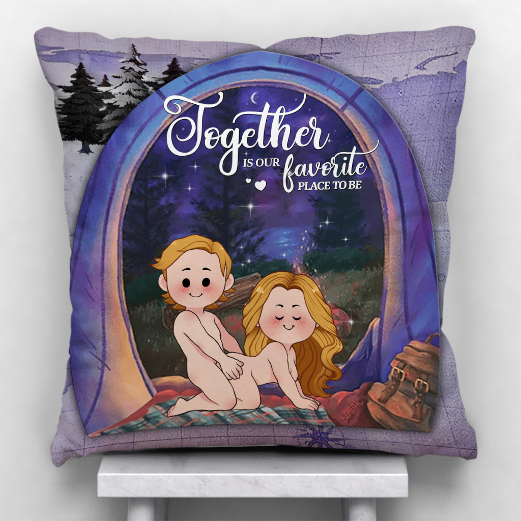 Être ensemble, c'est notre endroit préféré - Coussin décoratif de camping personnalisé