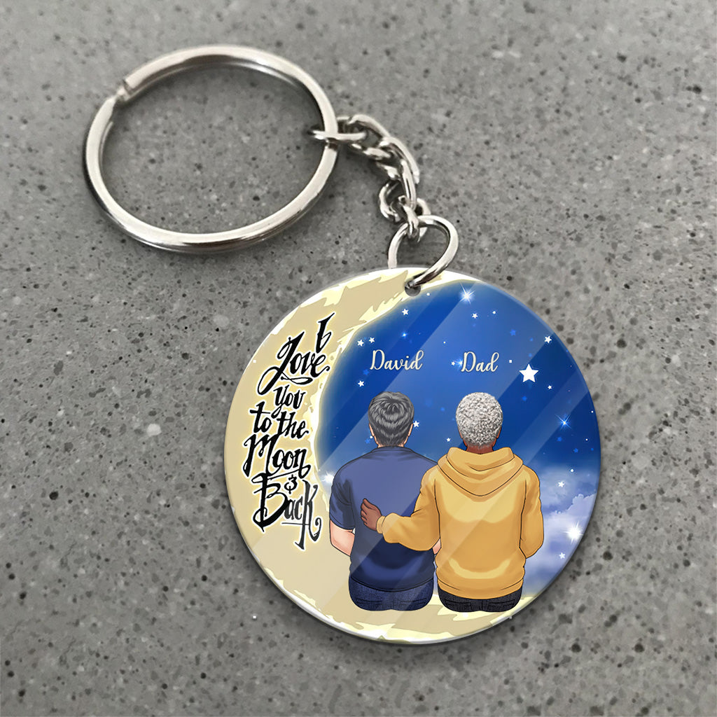 Aller et revenir de la Lune - Cadeau pour grand-mère, maman, papa, grand-père - Porte-clés personnalisé