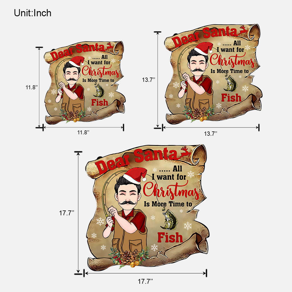 Dear Santa - Personalized Fishing Wood Sign