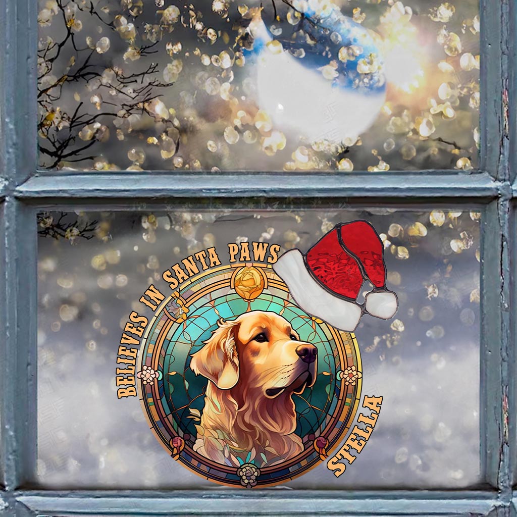 Believes In Santa Paws - Personalized Dog Decal Die Cut