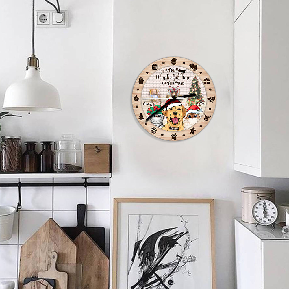 La plus belle période de l'année - Horloge murale chat personnalisée