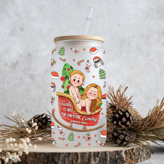 Le Père Noël n'est pas le seul à venir - Verre à canette personnalisé pour couple
