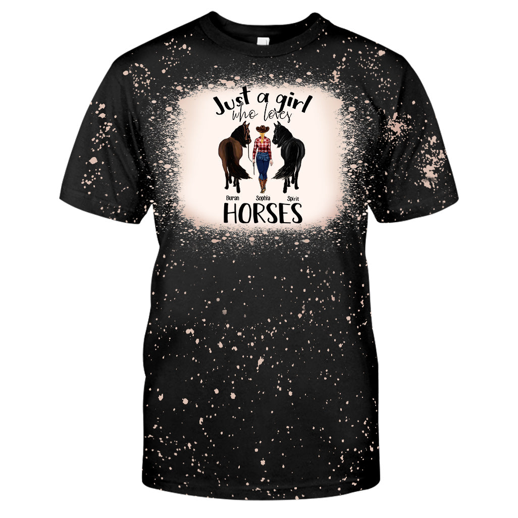 Juste une fille qui aime les chevaux - T-shirt délavé personnalisé avec motif cheval